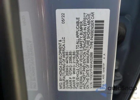 2022 Honda Accord Sport Se from USA, damaged, VIN 1HGCV1F49NA052888